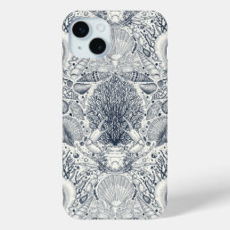 Beach treasures, seashells, crab, corals and seawe iPhone 15 plus case