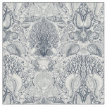 Beach treasures, seashells, crab, corals and seawe fabric