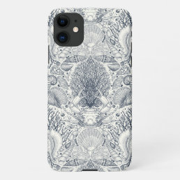 Beach treasures, seashells, crab, corals and seawe iPhone 11 case