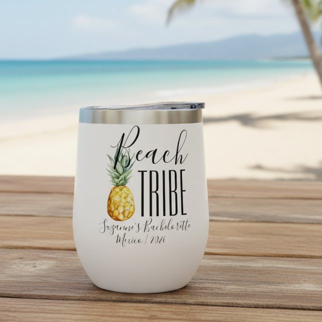 Beach Tribe Girl's Trip Bachelorette Vacation  Thermal Wine Tumbler (Creator Uploaded)