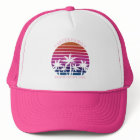 Beach Trip Palm Trees Sunset Pink Black
