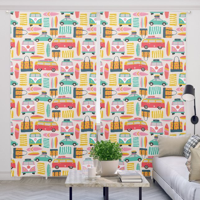 Beach Trip Travel Surfing Surfboard Blackout Curtains (Living Room)