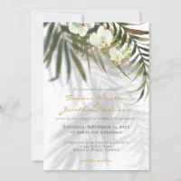 Beach Tropical All In One Palms Shadows Wedding Invitation