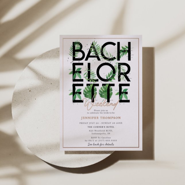 Beach Tropical Bachelorette Weekend Rose Gold Foil Invitation (Creator Uploaded)