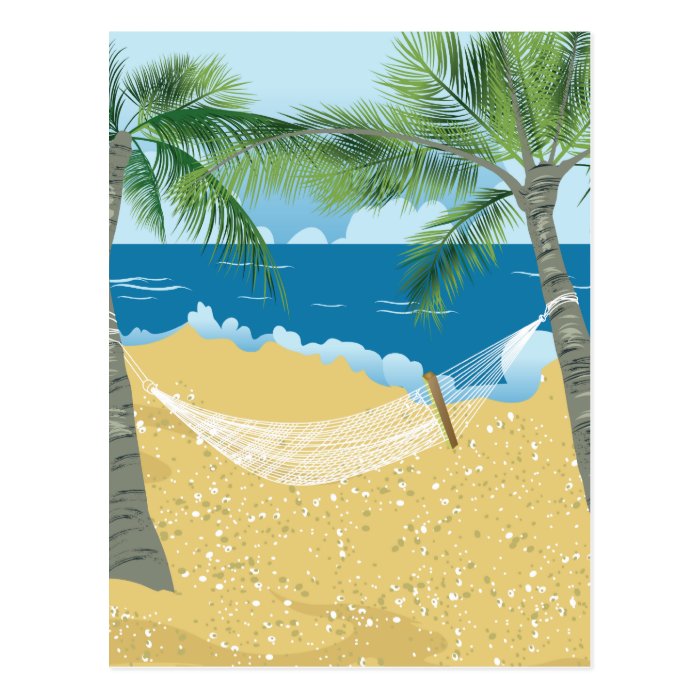 Beach ~ Tropical Beach Hammock Vacation Post Card