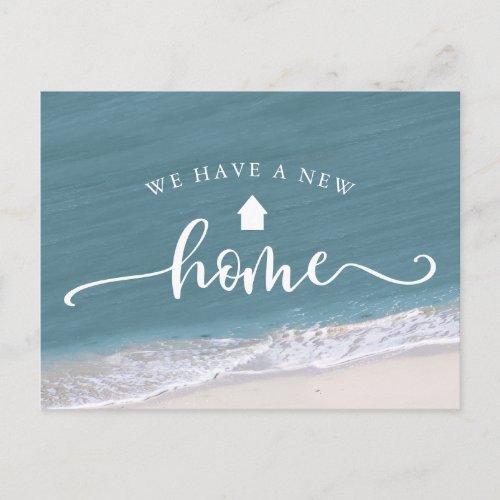 Beach Tropical Calligraphy Moving New Address Postcard