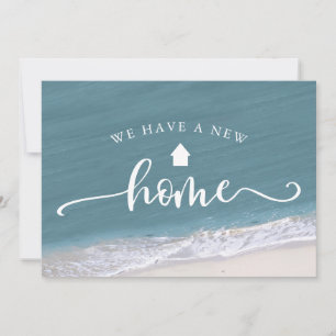 Beach Tropical Calligraphy New Address Moving Announcement