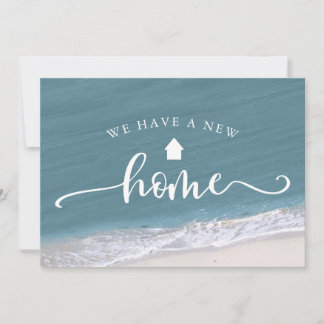 Beach Tropical Calligraphy New Address Moving Announcement