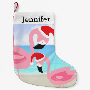 Beach Tropical Christmas Flamingo Birds Small Christmas Stocking
