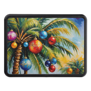 Beach Tropical Christmas Palm Tree with Ornaments Hitch Cover