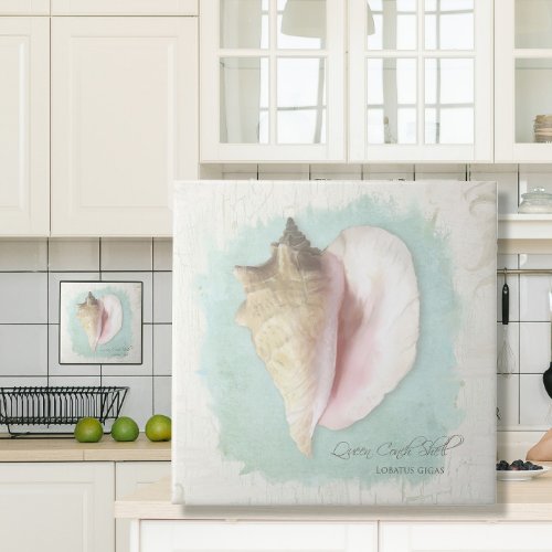 Beach Tropical Conch Shell Rustic Wood Watercolor Ceramic Tile