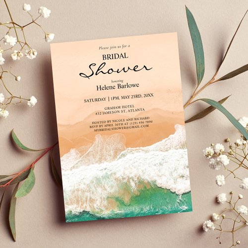 Beach Tropical Destination Wedding Bridal Shower Invitation