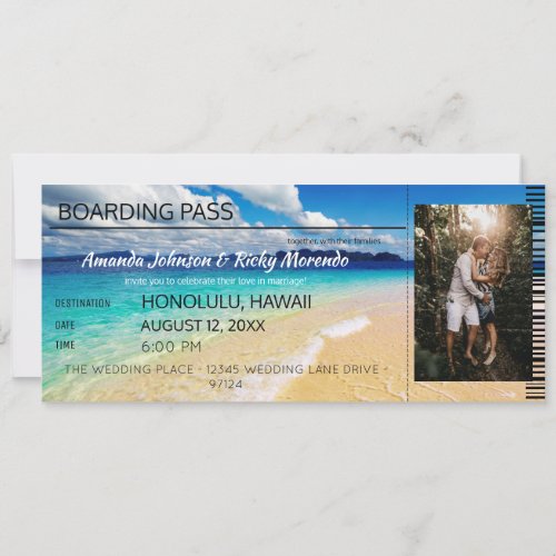 Beach Tropical Destination Wedding with Photo Invitation