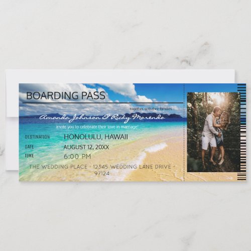 Beach Tropical Destination Wedding with Photo V2 Invitation