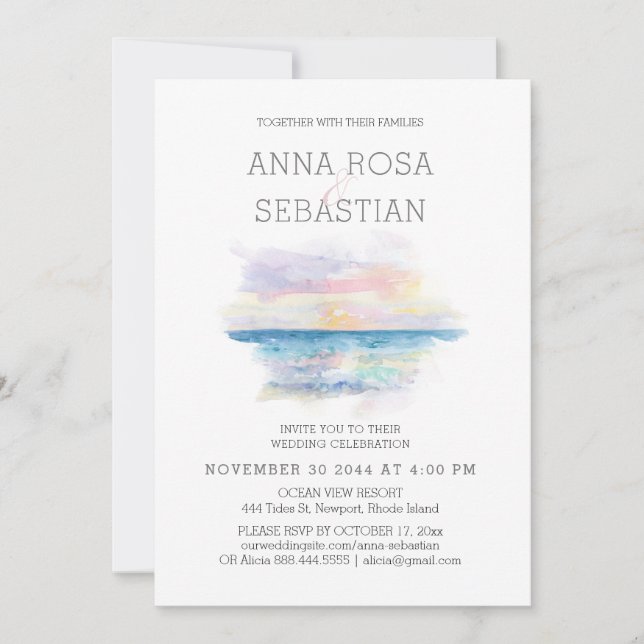 *~* Beach Tropical Exotic AR7 WEDDING RSVP +  Invi Invitation (Front)