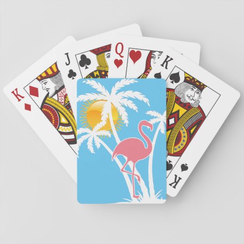 Beach Tropical Flamingo Palm Trees Poker Cards