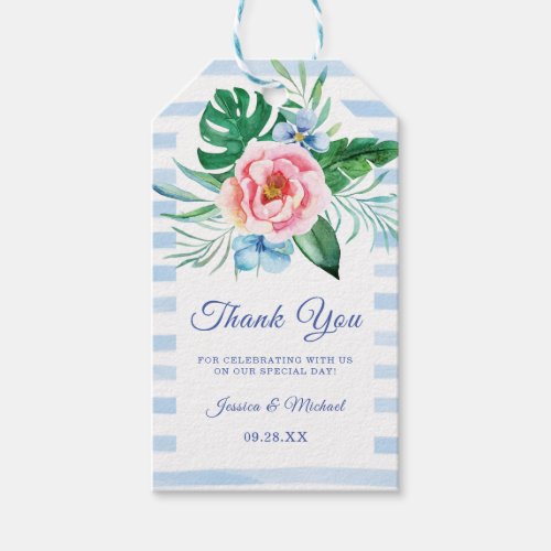 Beach Tropical Floral Colorful Wedding Thank You Gift Tags