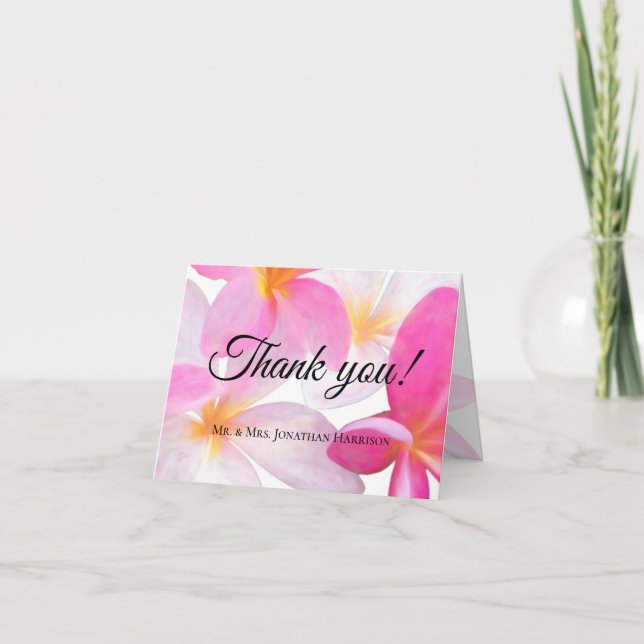 Beach Tropical Floral Hawaii Wedding Thank You (Front)