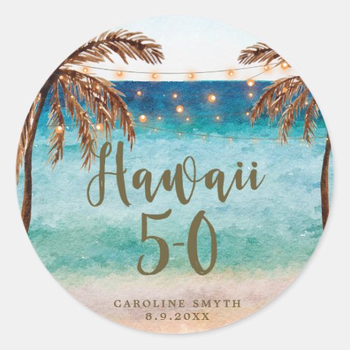 beach tropical Hawaii 5 0 fifty birthday sticker