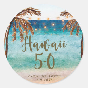 beach tropical Hawaii 5 0 fifty birthday sticker