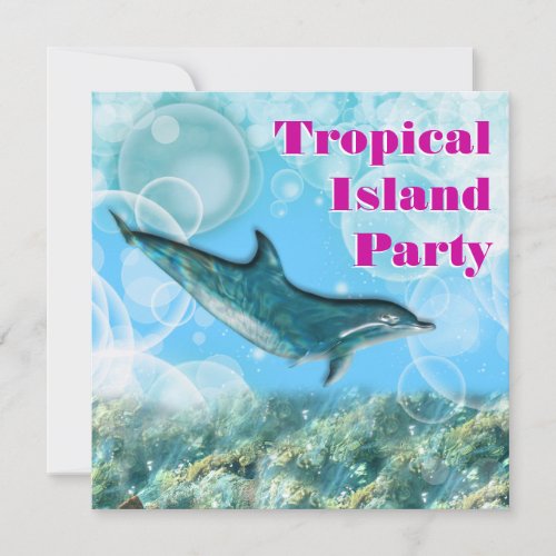 Beach tropical island birthday party personalized invitations