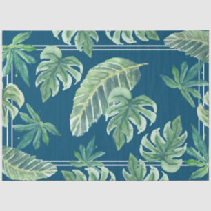 Beach Tropical Jungle Leaf Foliage Teal Blue Green Tissue Paper