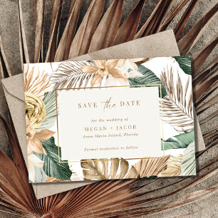 Beach Tropical Leaf  Wedding Save the Date