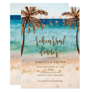 beach tropical modern rehearsal dinner invitation