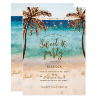 beach tropical modern sweet 16 invitation