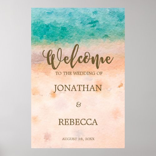 beach tropical modern wedding welcome sign poster