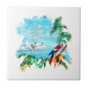 Beach Tropical Music Ceramic Tile