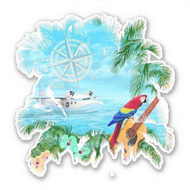 Beach Tropical Music Sticker (Front)