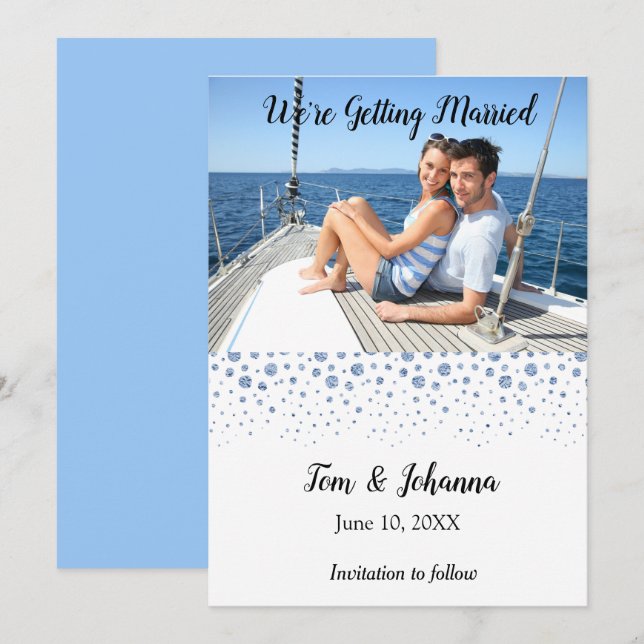 Beach Tropical Nautical Photo Save the Date Invitation (Front/Back)