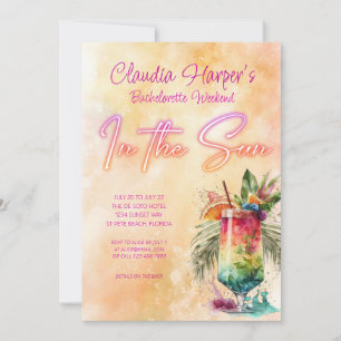 Beach Tropical Neon Bachelorette Weekend Invitation