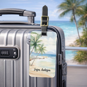 Beach tropical ocean vacation luggage tag