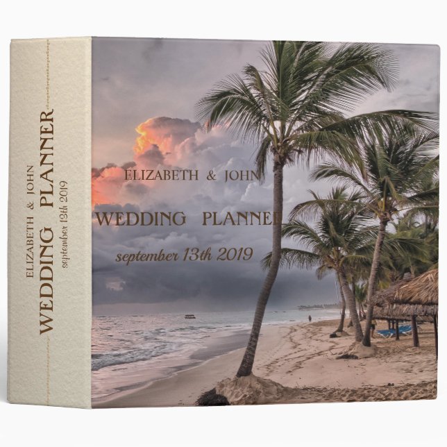 Beach Tropical,Palm 3 Ring Binder (Front/Spine)