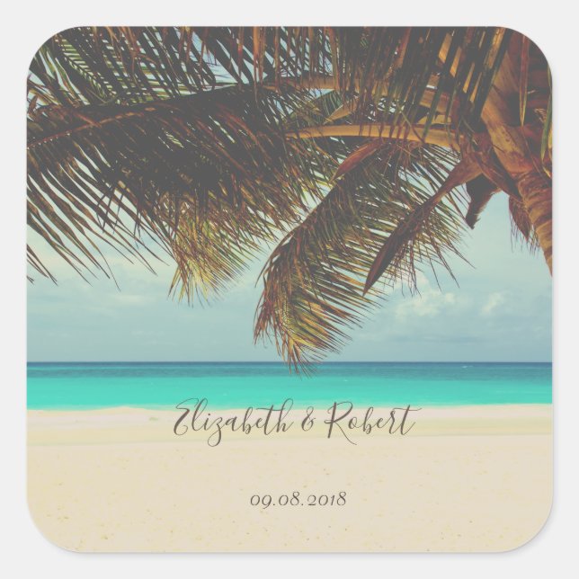 Beach Tropical,Palm Square Sticker (Front)