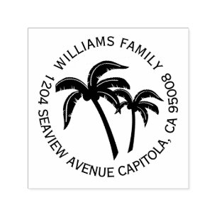 Beach Tropical Palm Trees Return Address Self-inking Stamp