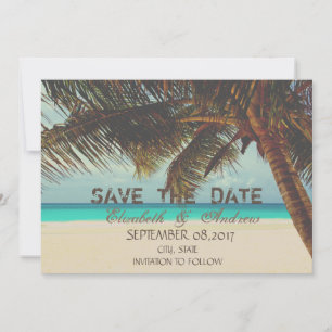 Beach,Tropical,Palm Wedding Save the date
