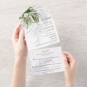 Beach Tropical Palms Shadows RSVP Tri-fold All In One Invitation