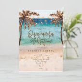 beach tropical Quinceanera 15th birthday Invitation (Standing Front)