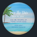 Beach Tropical Sand Weddings Modern Waves Magnet<br><div class="desc">Tropical,  beach,  simple,  waves,  destination,  palm trees,  elegant,  watercolor,  modern Wedding,  Save the Date magnet. You can personalize it with your details.</div>