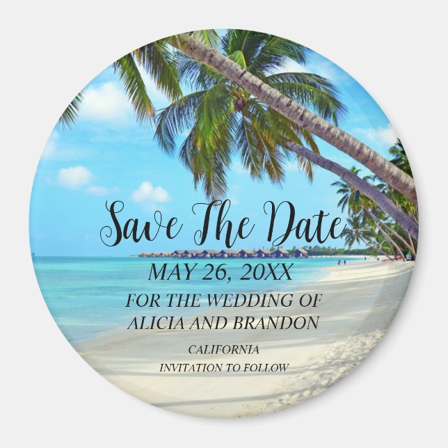 Beach Tropical Sand Weddings Modern Waves Magnet (Front)