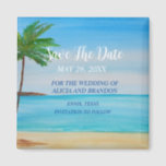 Beach Tropical Sand Weddings Modern Waves Magnet<br><div class="desc">Tropical,  beach,  simple,  waves,  destination,  palm trees,  elegant,  watercolor,  modern Wedding,  Save the Date magnet. You can personalize it with your details.</div>