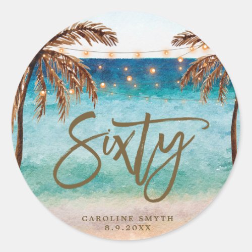 beach tropical sixty 60th birthday sticker