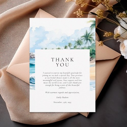 Beach Tropical Summer Bridal Shower Thank You Card