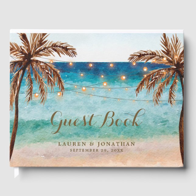 Beach tropical summer wedding guest book (Front)