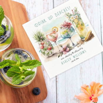 Beach Tropical Themed Cocktails Retirement Party Napkins by holidayhearts at Zazzle
