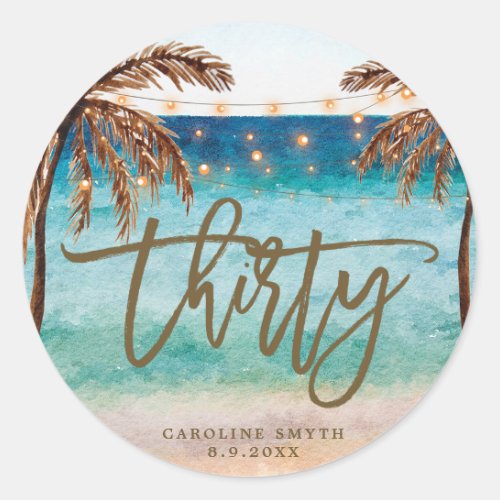 beach tropical thirty 30th birthday sticker