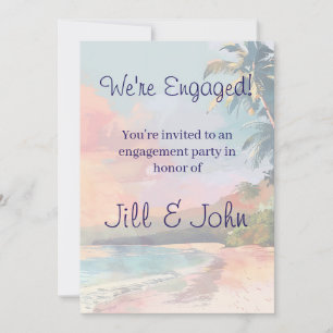 Beach Tropical Watercolor Engagement Invitation